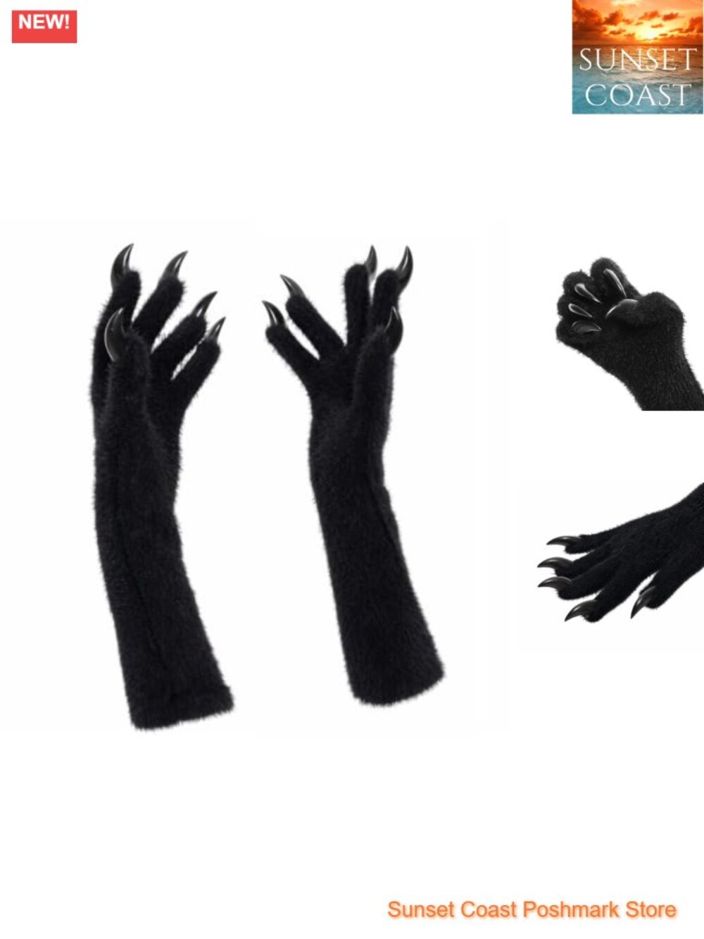 Faux Fur Claw Gloves Long Full Finger Animal Paw Cosplay Costume